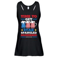 Funny 4th Of July Time To Get Star Spangled Hammered Ladies Essential Flowy Tank