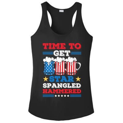 Funny 4th Of July Time To Get Star Spangled Hammered Ladies PosiCharge Competitor Racerback Tank