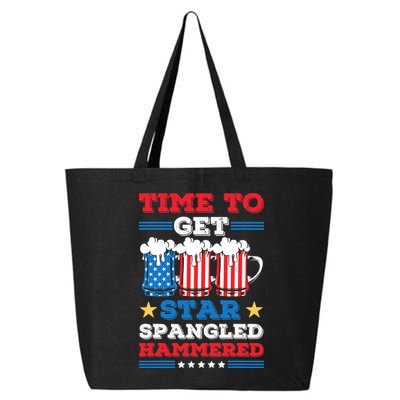 Funny 4th Of July Time To Get Star Spangled Hammered 25L Jumbo Tote