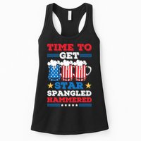 Funny 4th Of July Time To Get Star Spangled Hammered Womens Tank Top