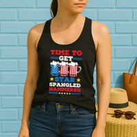 Funny 4th Of July Time To Get Star Spangled Hammered Womens Tank Top
