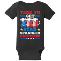 Funny 4th Of July Time To Get Star Spangled Hammered Baby Bodysuit