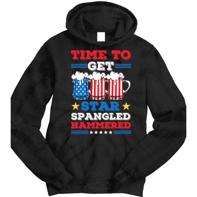 Funny 4th Of July Time To Get Star Spangled Hammered Tie Dye Hoodie