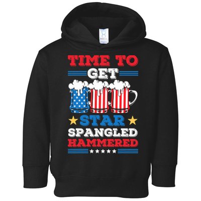 Funny 4th Of July Time To Get Star Spangled Hammered Toddler Hoodie