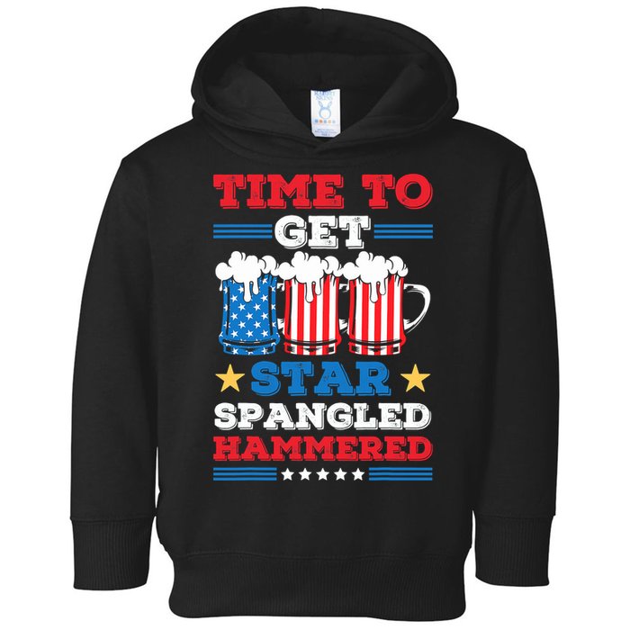 Funny 4th Of July Time To Get Star Spangled Hammered Toddler Hoodie
