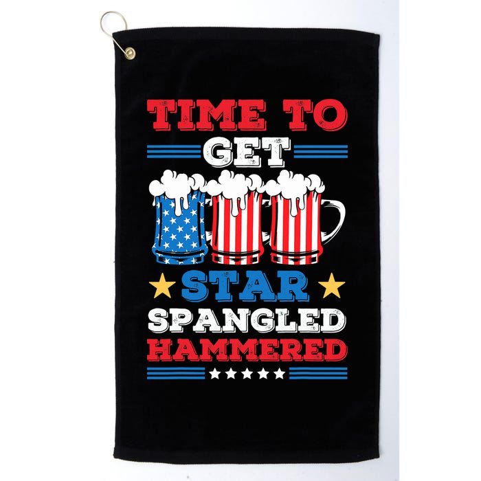Funny 4th Of July Time To Get Star Spangled Hammered Golf Towel