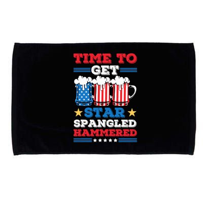 Funny 4th Of July Time To Get Star Spangled Hammered Microfiber Hand Towel
