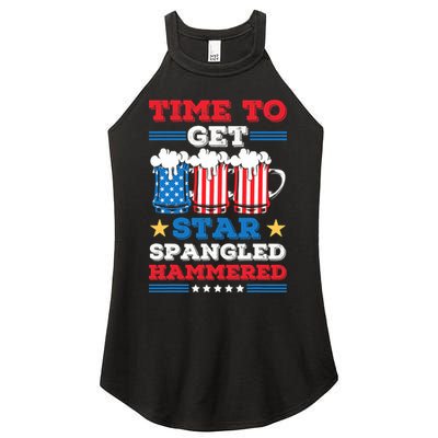 Funny 4th Of July Time To Get Star Spangled Hammered Women's Perfect Tri Rocker Tank