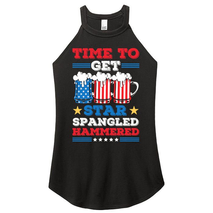 Funny 4th Of July Time To Get Star Spangled Hammered Women's Perfect Tri Rocker Tank