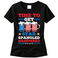 Funny 4th Of July Time To Get Star Spangled Hammered Womens T-Shirt
