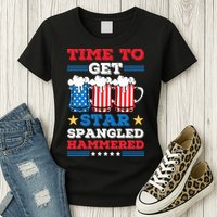 Funny 4th Of July Time To Get Star Spangled Hammered Womens T-Shirt