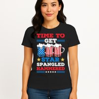 Funny 4th Of July Time To Get Star Spangled Hammered Womens T-Shirt