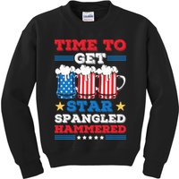 Funny 4th Of July Time To Get Star Spangled Hammered Kids Sweatshirt