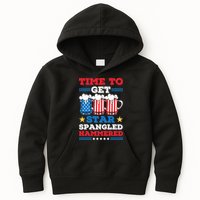 Funny 4th Of July Time To Get Star Spangled Hammered Kids Hoodie