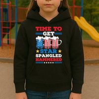 Funny 4th Of July Time To Get Star Spangled Hammered Kids Hoodie
