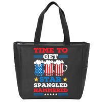 Funny 4th Of July Time To Get Star Spangled Hammered Zip Tote Bag