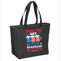 Funny 4th Of July Time To Get Star Spangled Hammered Zip Tote Bag