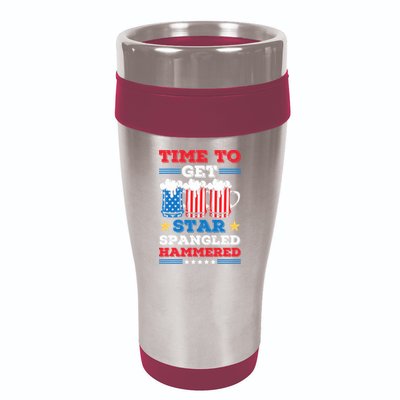 Funny 4th Of July Time To Get Star Spangled Hammered 16oz Travel Tumbler
