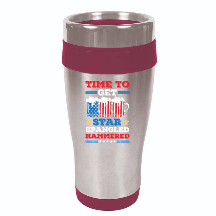 Funny 4th Of July Time To Get Star Spangled Hammered 16oz Travel Tumbler