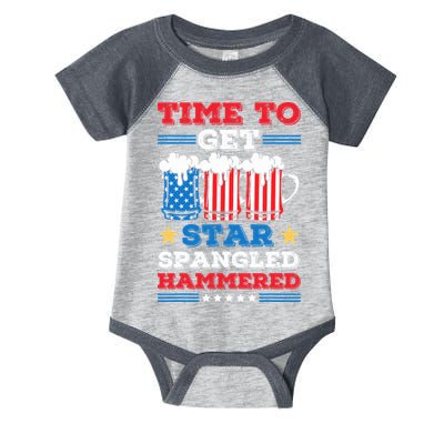 Funny 4th Of July Time To Get Star Spangled Hammered Infant Baby Jersey Bodysuit