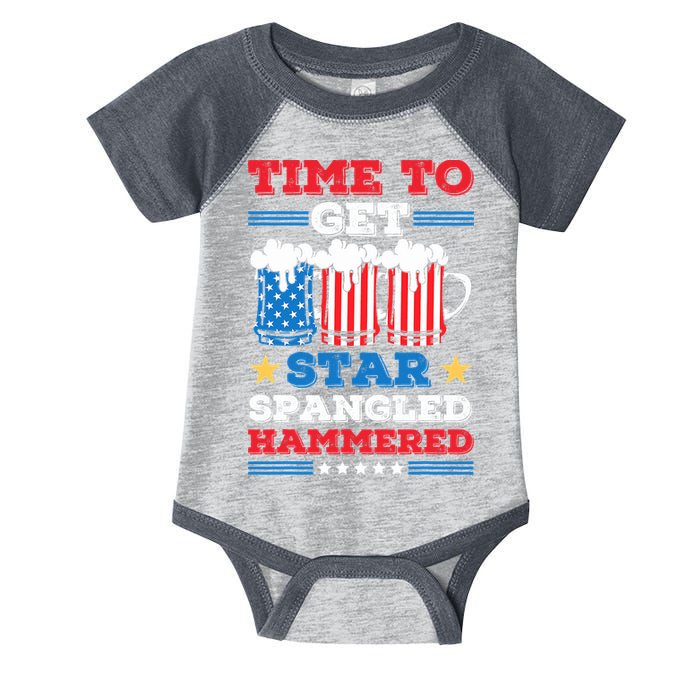 Funny 4th Of July Time To Get Star Spangled Hammered Infant Baby Jersey Bodysuit