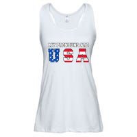 Funny 4th Of July American Saying My Pronouns Are USA Ladies Essential Flowy Tank