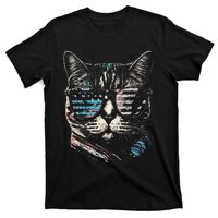 Fourth 4th of July Cat American Flag America Patriotic Funny T-Shirt