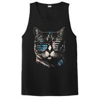 Fourth 4th of July Cat American Flag America Patriotic Funny PosiCharge Competitor Tank