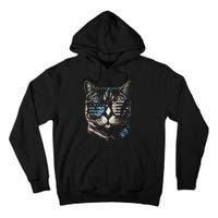 Fourth 4th of July Cat American Flag America Patriotic Funny Tall Hoodie