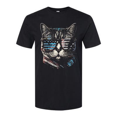 Fourth 4th of July Cat American Flag America Patriotic Funny Softstyle CVC T-Shirt