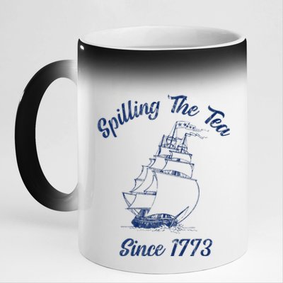 Fun 4th Of July Spilling The Tea Since 1773 History Teacher 11oz Black Color Changing Mug