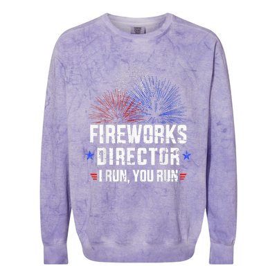 Funny 4th of July Fireworks director I run you run Colorblast Crewneck Sweatshirt