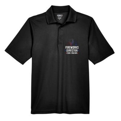 Funny 4th of July Fireworks director I run you run Men's Origin Performance Pique Polo