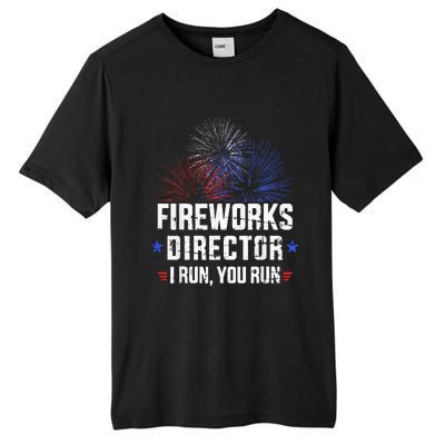 Funny 4th of July Fireworks director I run you run Tall Fusion ChromaSoft Performance T-Shirt