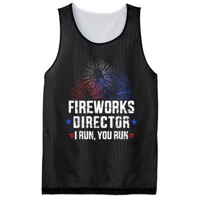 Funny 4th of July Fireworks director I run you run Mesh Reversible Basketball Jersey Tank