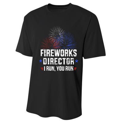 Funny 4th of July Fireworks director I run you run Performance Sprint T-Shirt