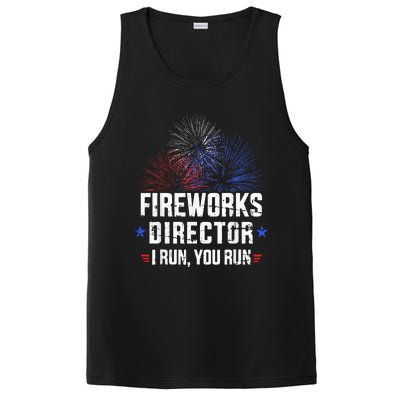 Funny 4th of July Fireworks director I run you run PosiCharge Competitor Tank