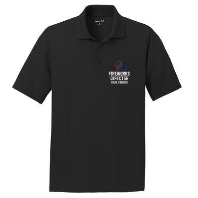 Funny 4th of July Fireworks director I run you run PosiCharge RacerMesh Polo