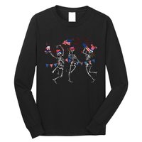 Funny 4th Of July Dancing Skeleton Memorial Day Patriotic Long Sleeve Shirt