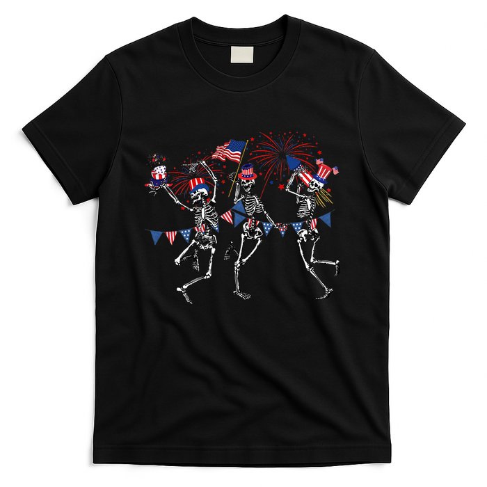 Funny 4th Of July Dancing Skeleton Memorial Day Patriotic T-Shirt