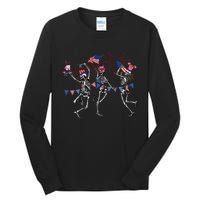 Funny 4th Of July Dancing Skeleton Memorial Day Patriotic Tall Long Sleeve T-Shirt