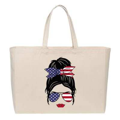 Funny 4th Of July Patriotic American Flag Fourth Of July Cotton Canvas Jumbo Tote