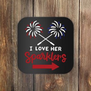 Funny 4th Of July I Love Her Sparklers Matching Couple Him Coaster