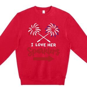 Funny 4th Of July I Love Her Sparklers Matching Couple Him Premium Crewneck Sweatshirt