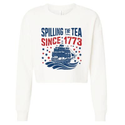 Funny 4th Of July Spilling The Tea Since 1773 Fourth Of July Cropped Pullover Crew