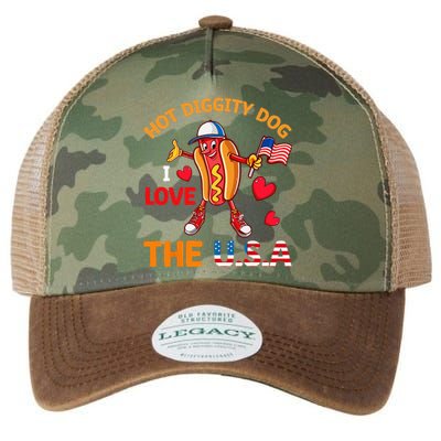 Funny 4th Of July Hot Dog I Love USA Party American Flag Legacy Tie Dye Trucker Hat