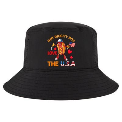 Funny 4th Of July Hot Dog I Love USA Party American Flag Cool Comfort Performance Bucket Hat