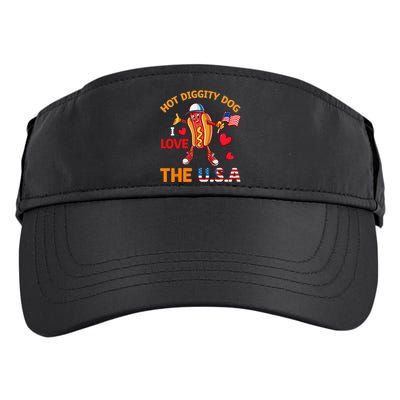 Funny 4th Of July Hot Dog I Love USA Party American Flag Adult Drive Performance Visor