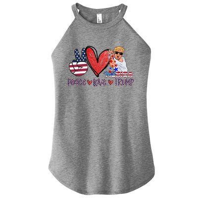 Funny 4th Of July Peace Love Trump Merica Usa Flag Patriotic Gift Women’s Perfect Tri Rocker Tank