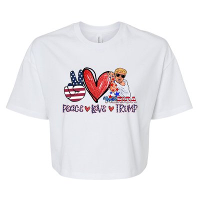 Funny 4th Of July Peace Love Trump Merica Usa Flag Patriotic Gift Bella+Canvas Jersey Crop Tee